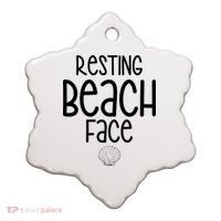Resting Beach Face Funny Vacation Ceramic Ornament thumb 0