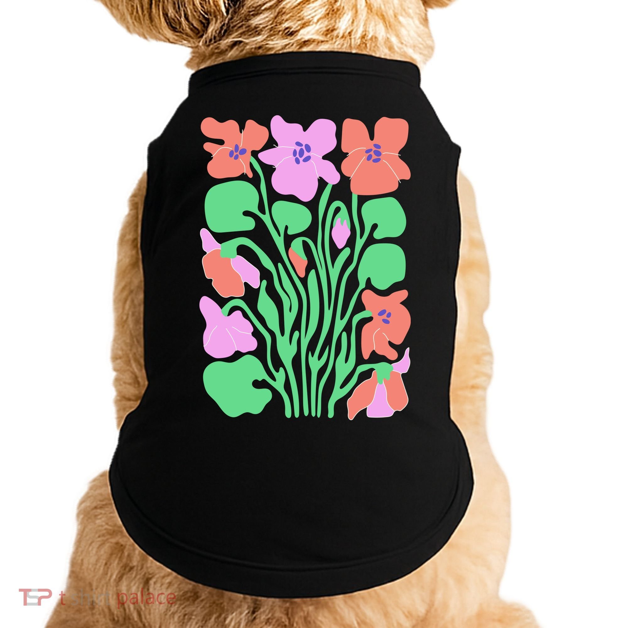 Retro Boho Flowers Floral Pattern Doggie Tank