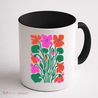 Retro Boho Flowers Floral Pattern Coffee Mug thumb 1