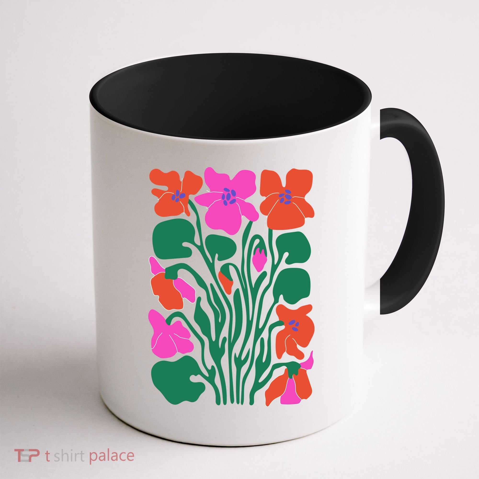 Retro Boho Flowers Floral Pattern Coffee Mug