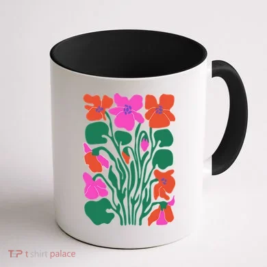 Retro Boho Flowers Floral Pattern Coffee Mug back