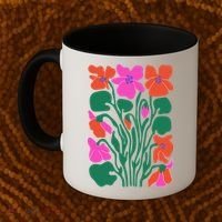 Retro Boho Flowers Floral Pattern Coffee Mug thumb 2