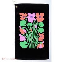 Retro Boho Flowers Floral Pattern Golf Towel thumb 0