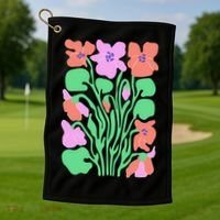 Retro Boho Flowers Floral Pattern Golf Towel thumb 1