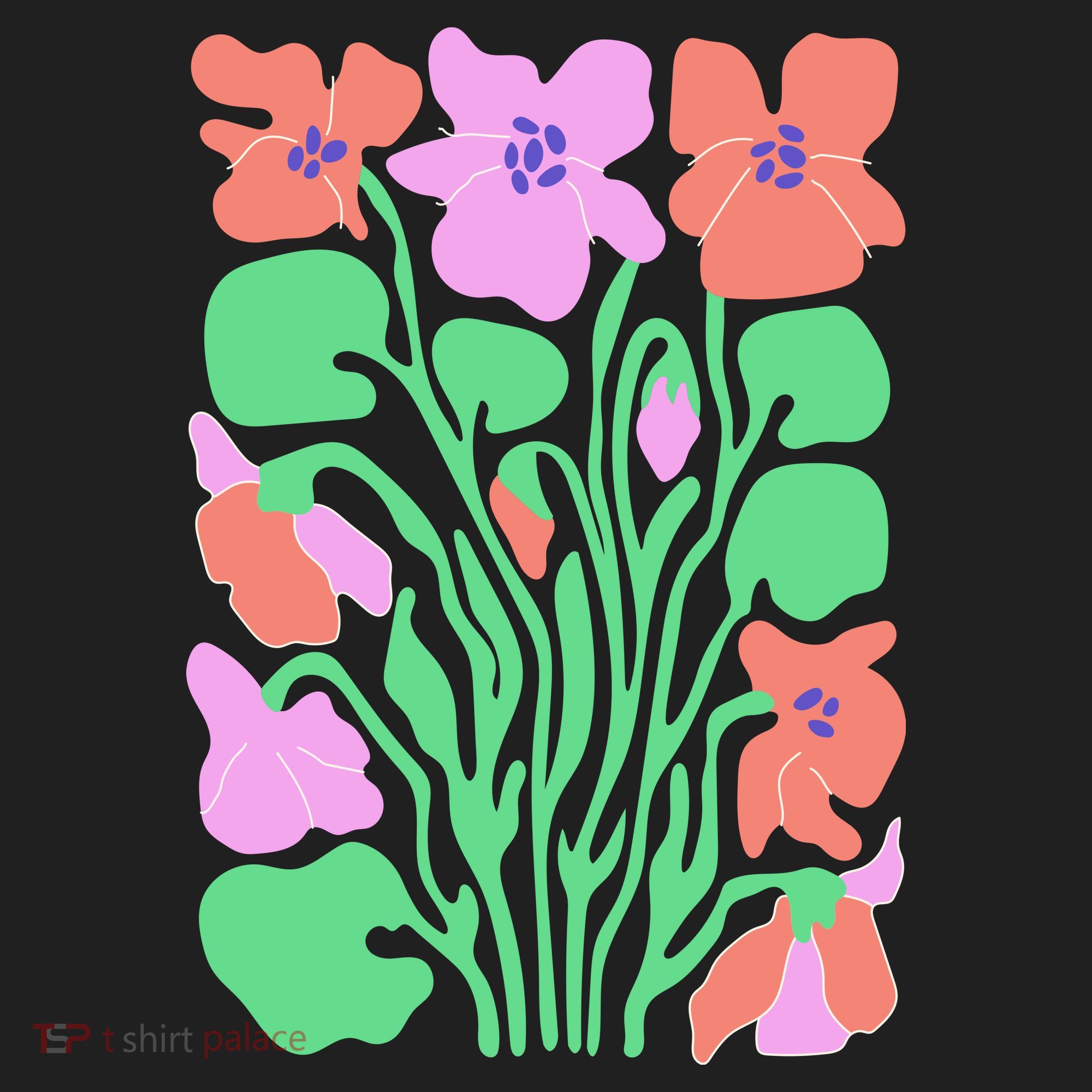 Retro Boho Flowers Floral Pattern Golf Towel