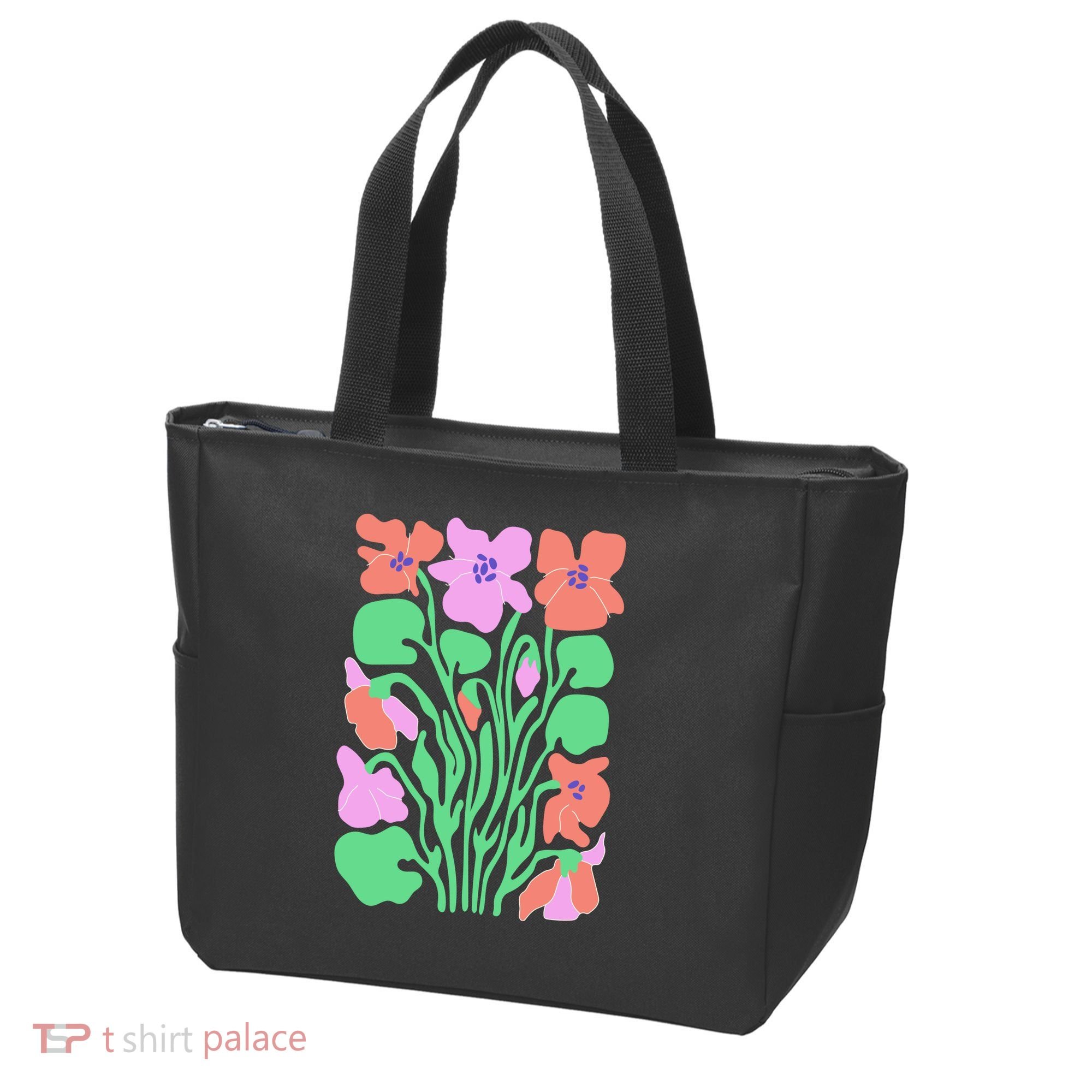 Retro Boho Flowers Floral Pattern Tote Bag
