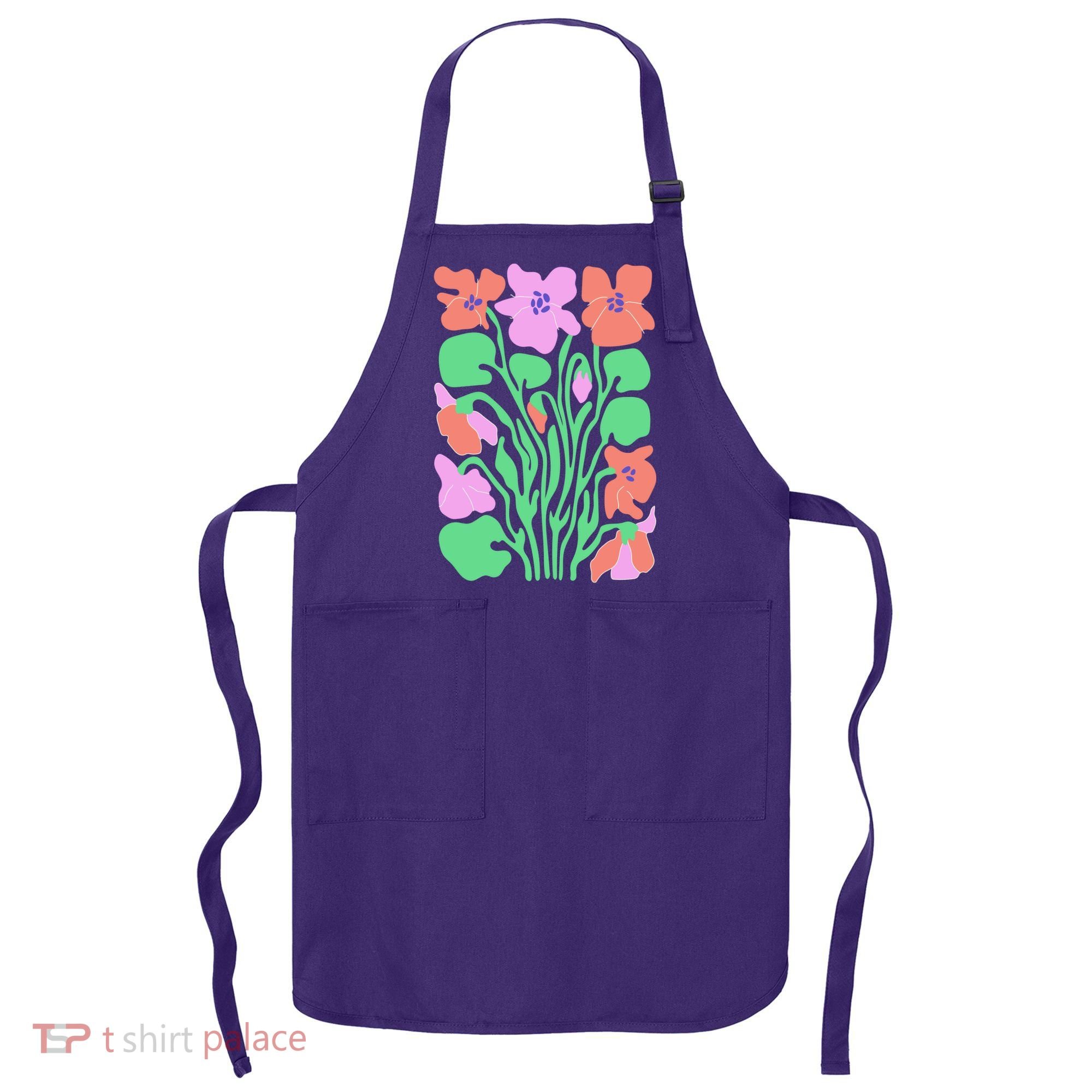 Retro Boho Flowers Floral Pattern Apron