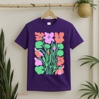 Retro Boho Flowers Floral Pattern T-Shirt thumb 2