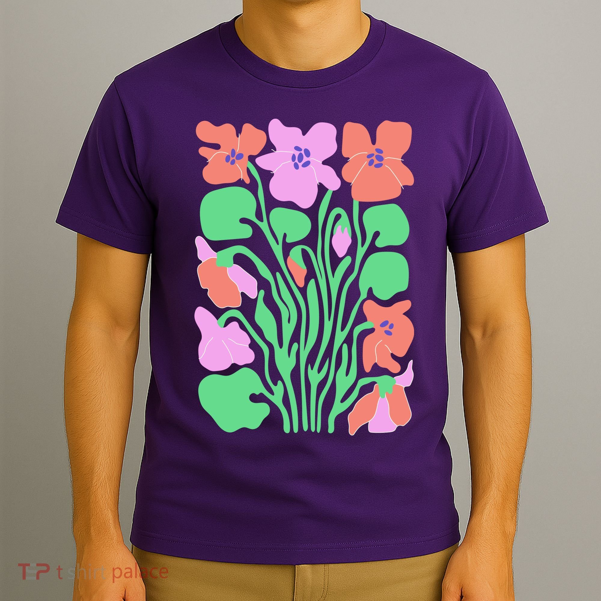 Retro Boho Flowers Floral Pattern T-Shirt