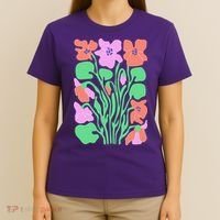 Retro Boho Flowers Floral Pattern T-Shirt thumb 4