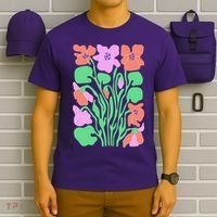 Retro Boho Flowers Floral Pattern T-Shirt thumb 6