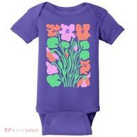 Retro Boho Flowers Floral Pattern Baby Bodysuit thumb 0