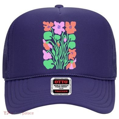 Retro Boho Flowers Floral Pattern Hat