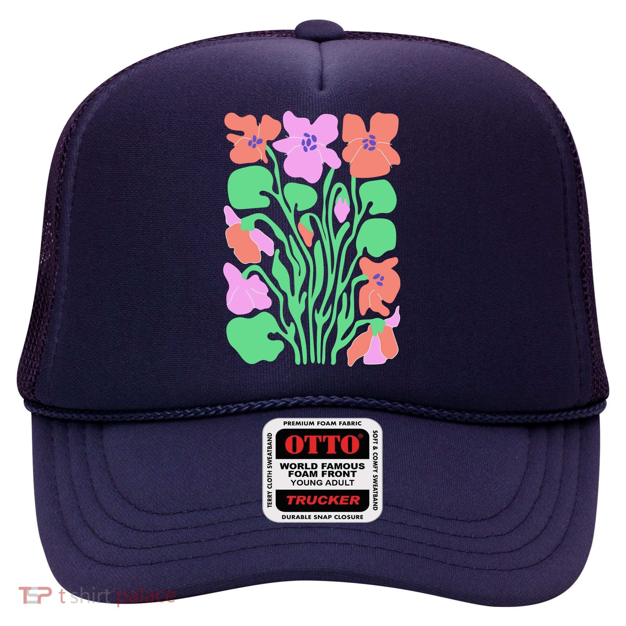 Retro Boho Flowers Floral Pattern Hat