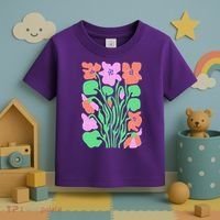 Retro Boho Flowers Floral Pattern Toddler T-Shirt thumb 3