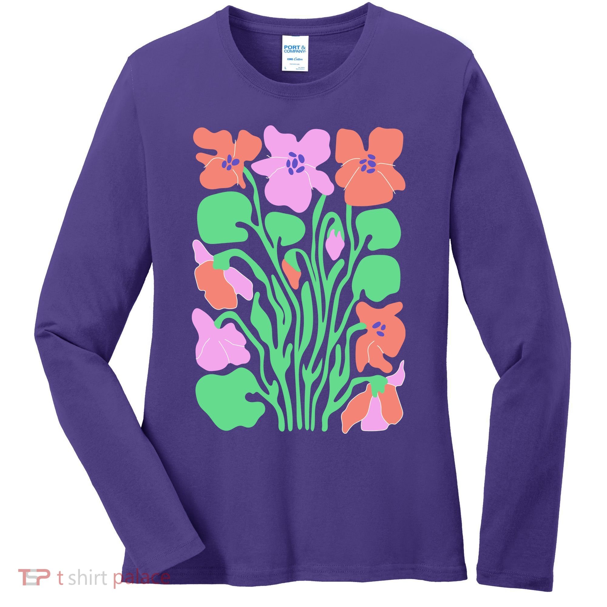 Retro Boho Flowers Floral Pattern Women's Long Sleeve Shirt