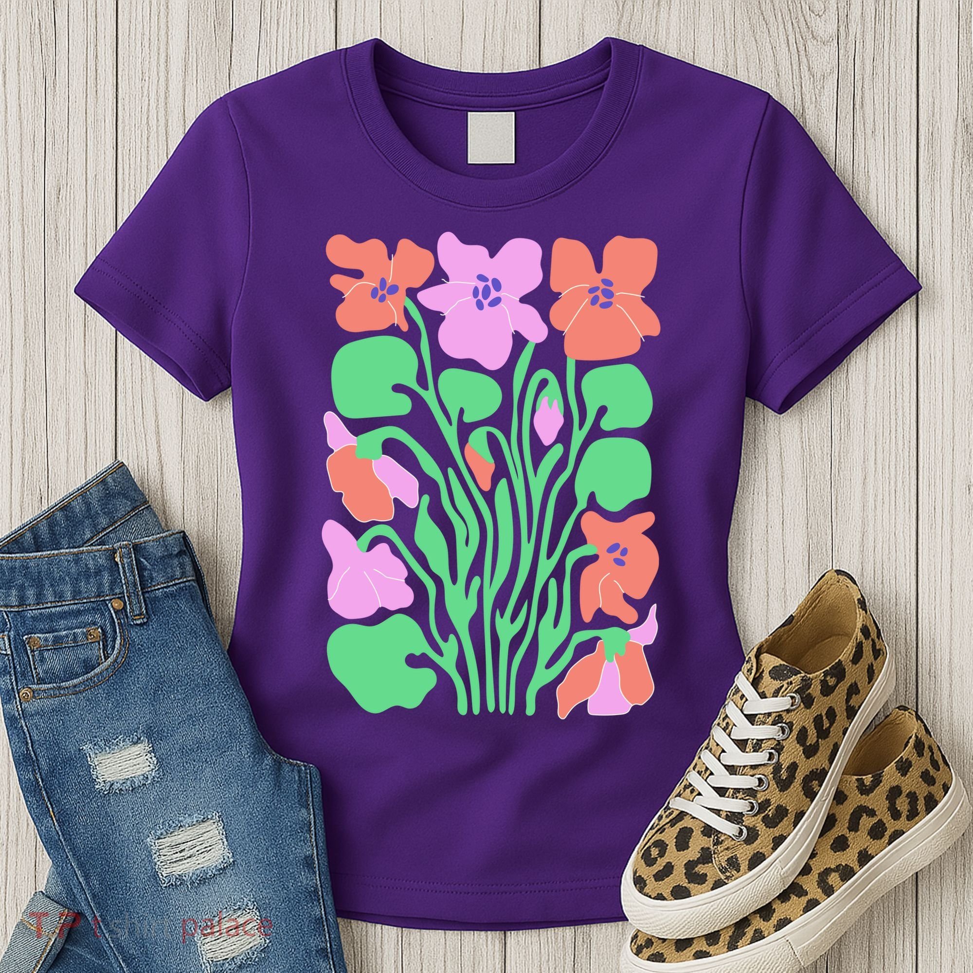 Retro Boho Flowers Floral Pattern Women's T-Shirt
