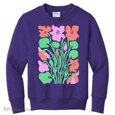 Retro Boho Flowers Floral Pattern Kids Sweatshirt