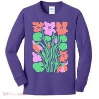 Retro Boho Flowers Floral Pattern Kids Long Sleeve Shirt thumb 0