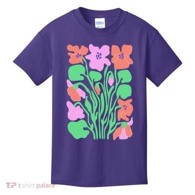 Retro Boho Flowers Floral Pattern Kids T-Shirt