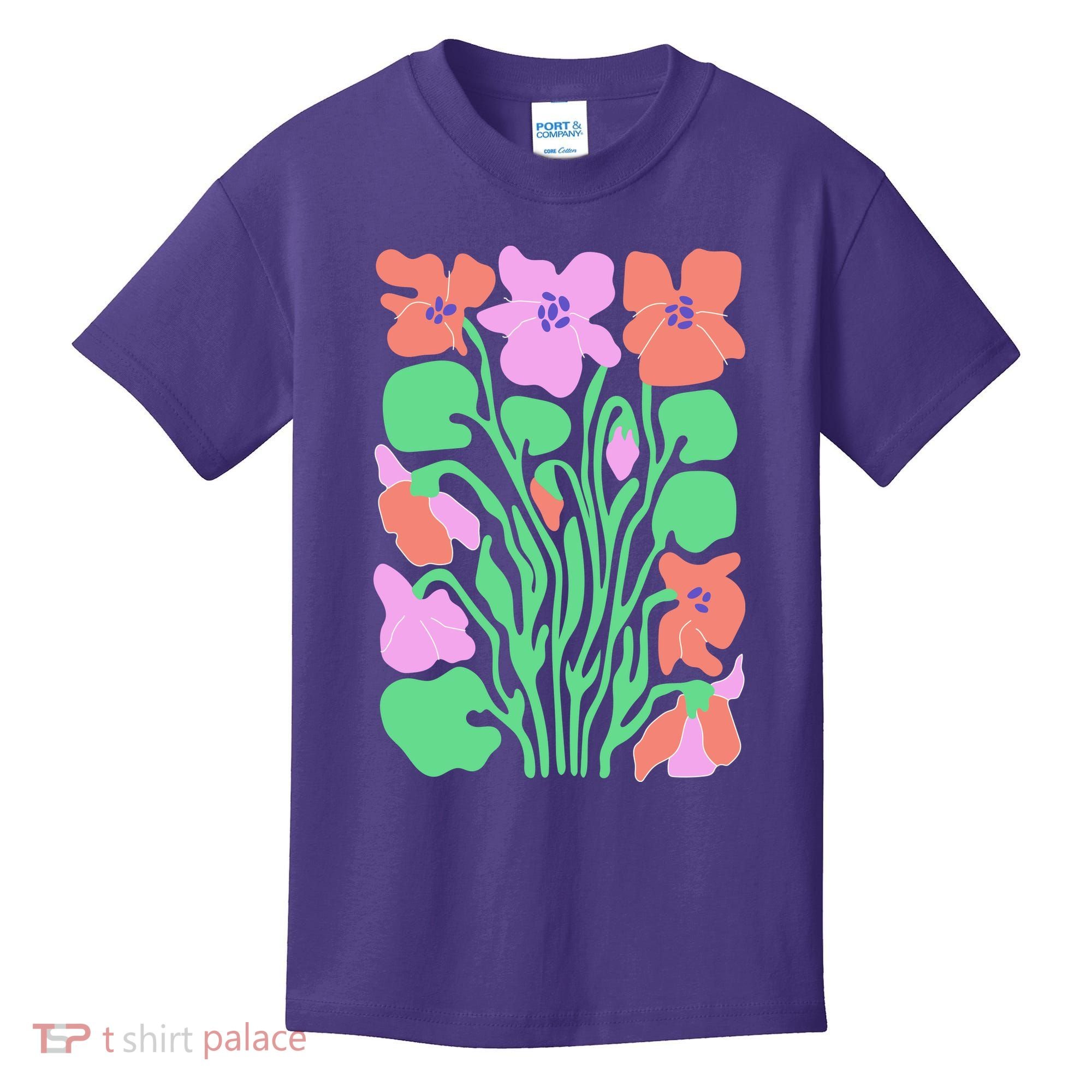 Retro Boho Flowers Floral Pattern Kids T-Shirt