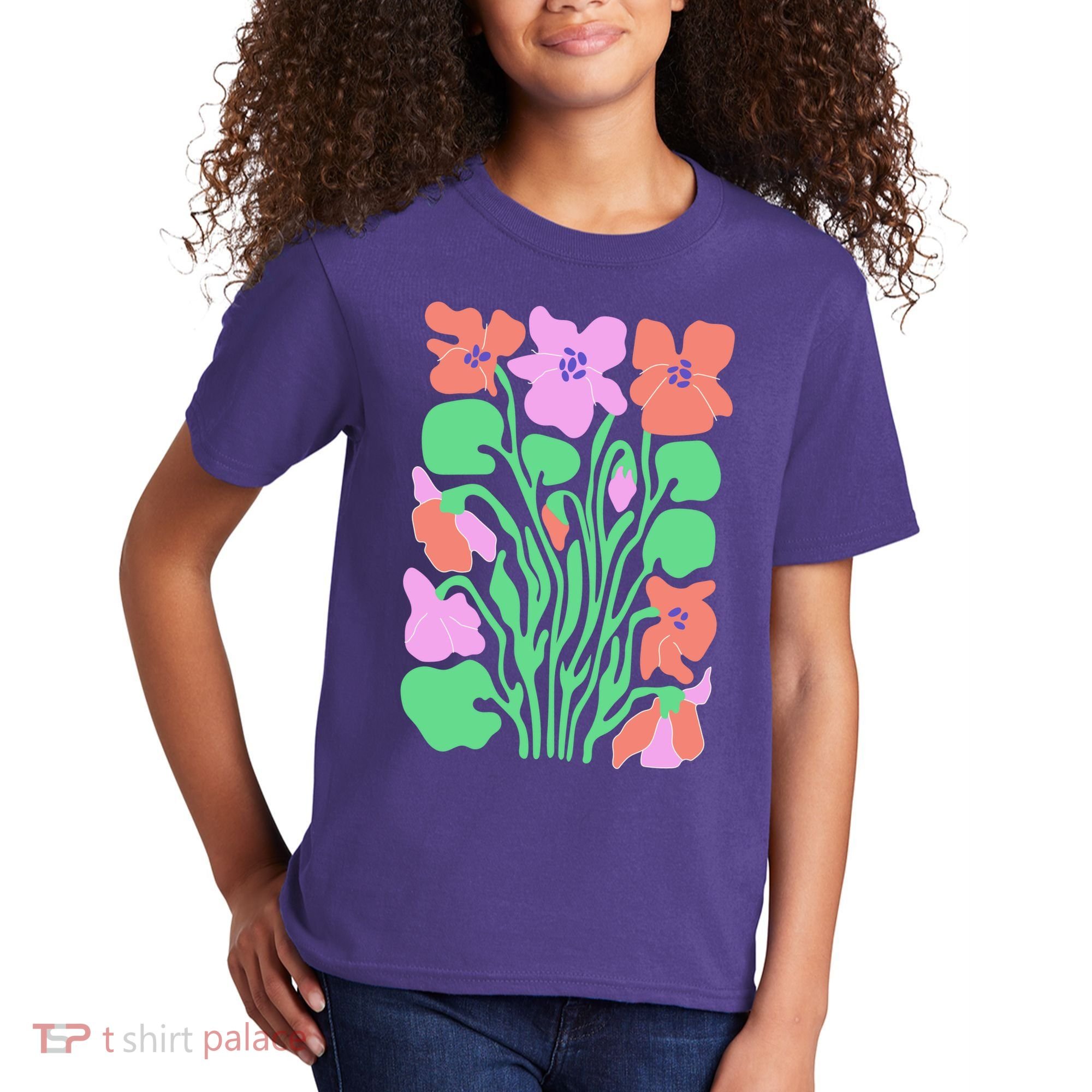Retro Boho Flowers Floral Pattern Kids T-Shirt