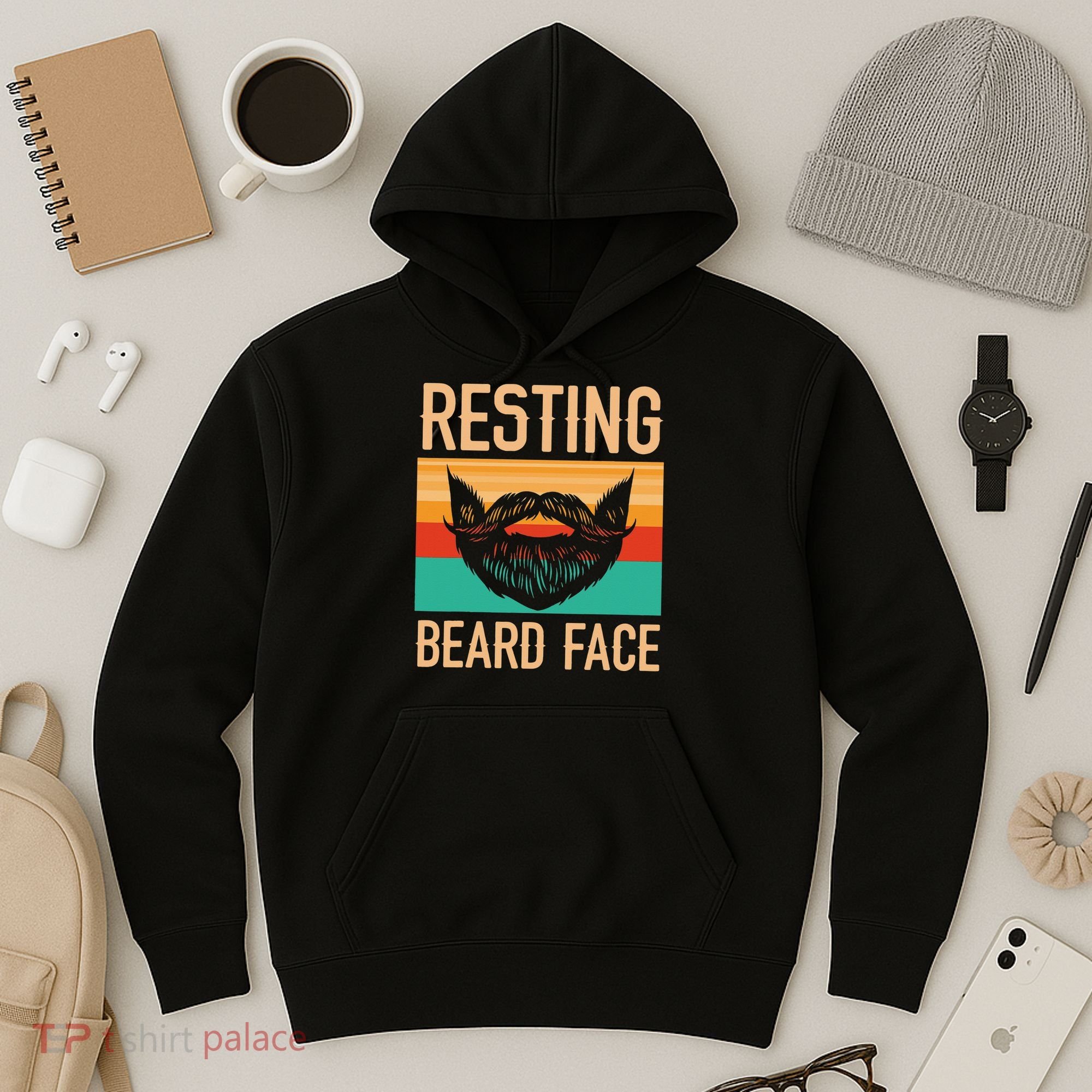 Resting Beard Face Beard Lover Bearded Guy Mustache Hoodie