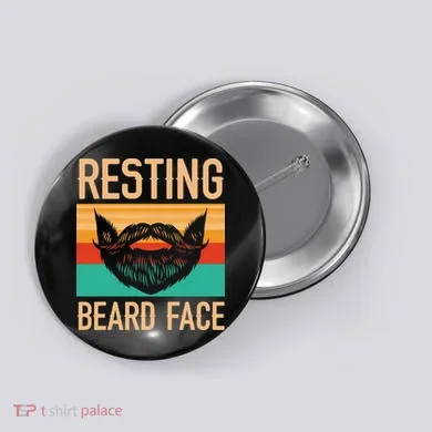 Resting Beard Face Beard Lover Bearded Guy Mustache Button