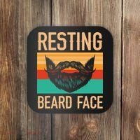 Resting Beard Face Beard Lover Bearded Guy Mustache Coaster thumb 0