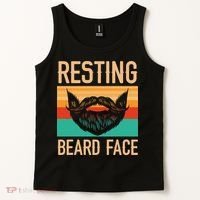 Resting Beard Face Beard Lover Bearded Guy Mustache Tank Top thumb 2
