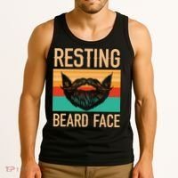 Resting Beard Face Beard Lover Bearded Guy Mustache Tank Top thumb 3