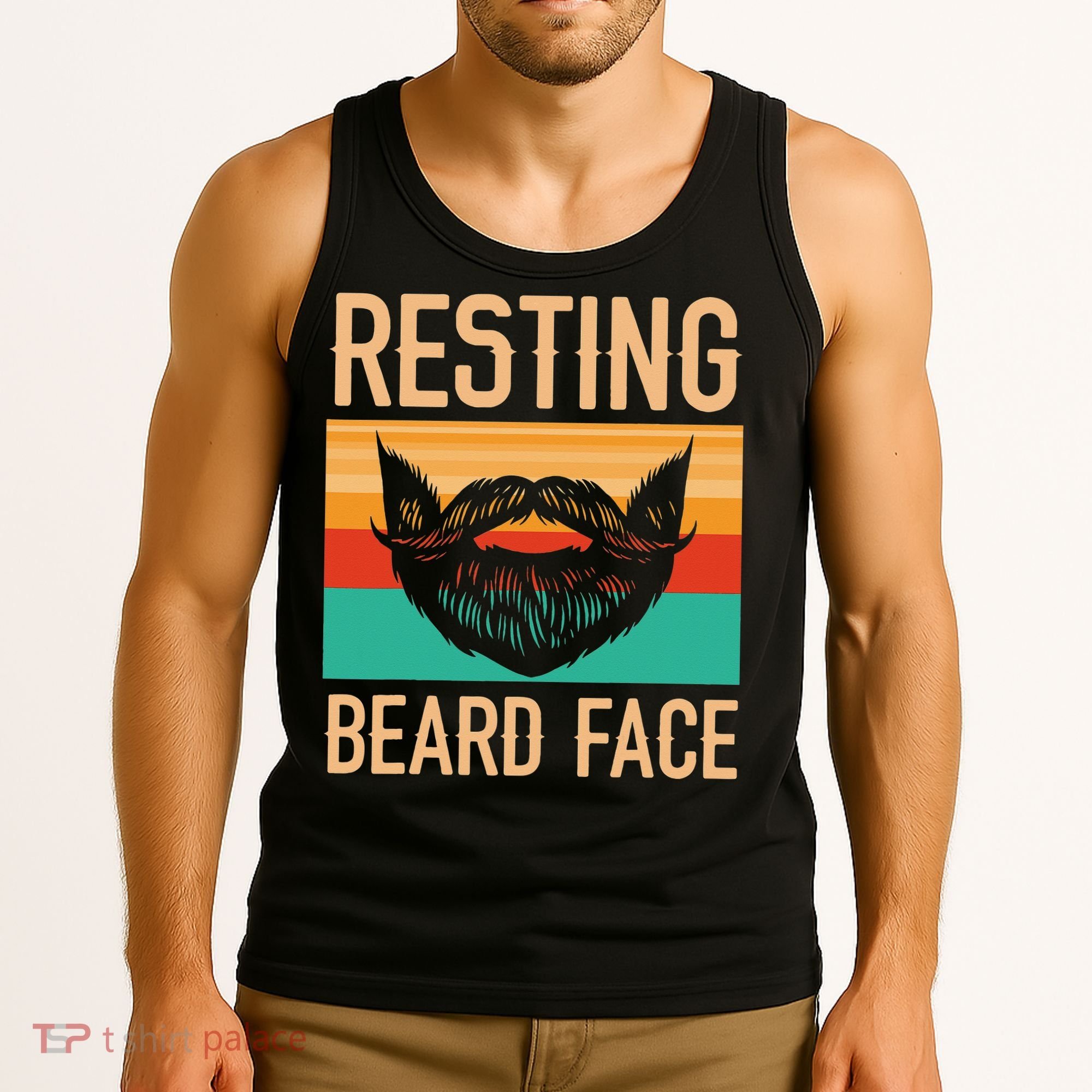 Resting Beard Face Beard Lover Bearded Guy Mustache Tank Top