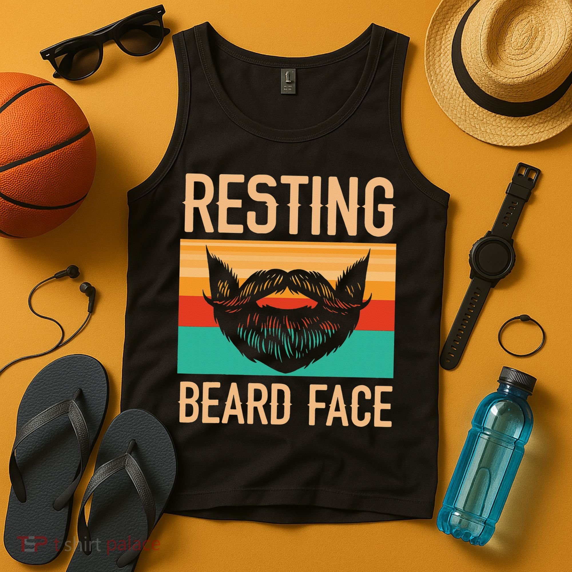Resting Beard Face Beard Lover Bearded Guy Mustache Tank Top