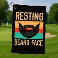 Resting Beard Face Beard Lover Bearded Guy Mustache Golf Towel thumb 1