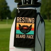 Resting Beard Face Beard Lover Bearded Guy Mustache Golf Towel thumb 2