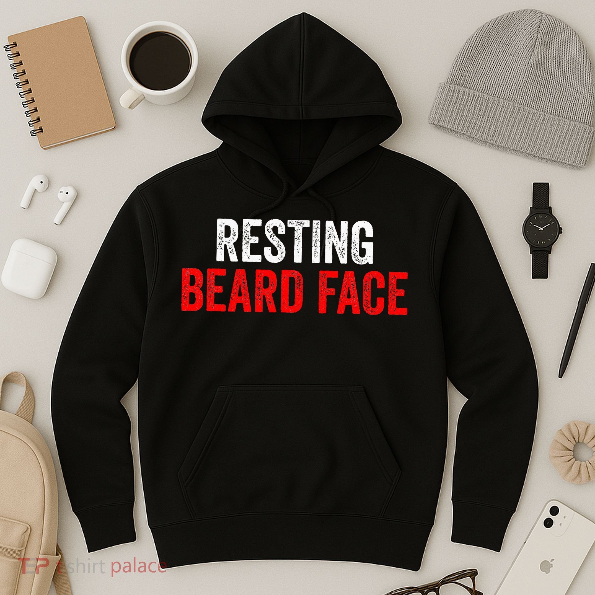 Resting Beard Face Funny Beard Parody Bearded Hoodie