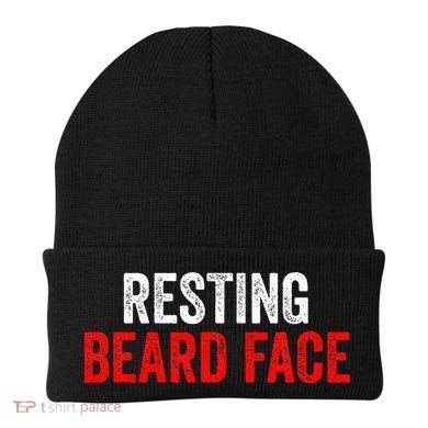 Resting Beard Face Funny Beard Parody Bearded Beanie