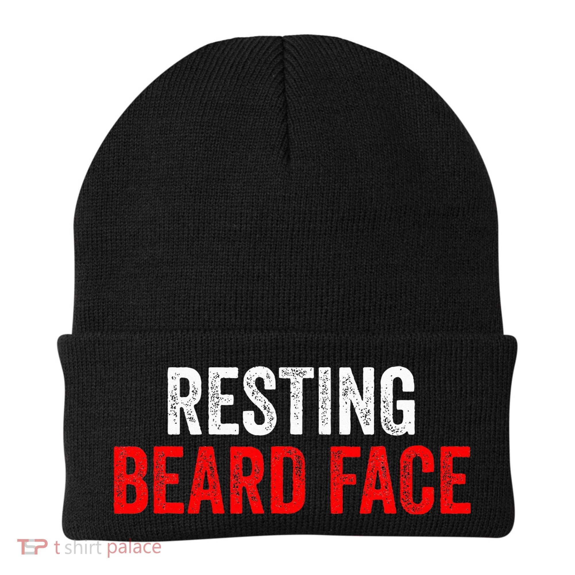 Resting Beard Face Funny Beard Parody Bearded Beanie