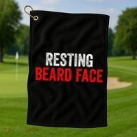Resting Beard Face Funny Beard Parody Bearded Golf Towel thumb 1