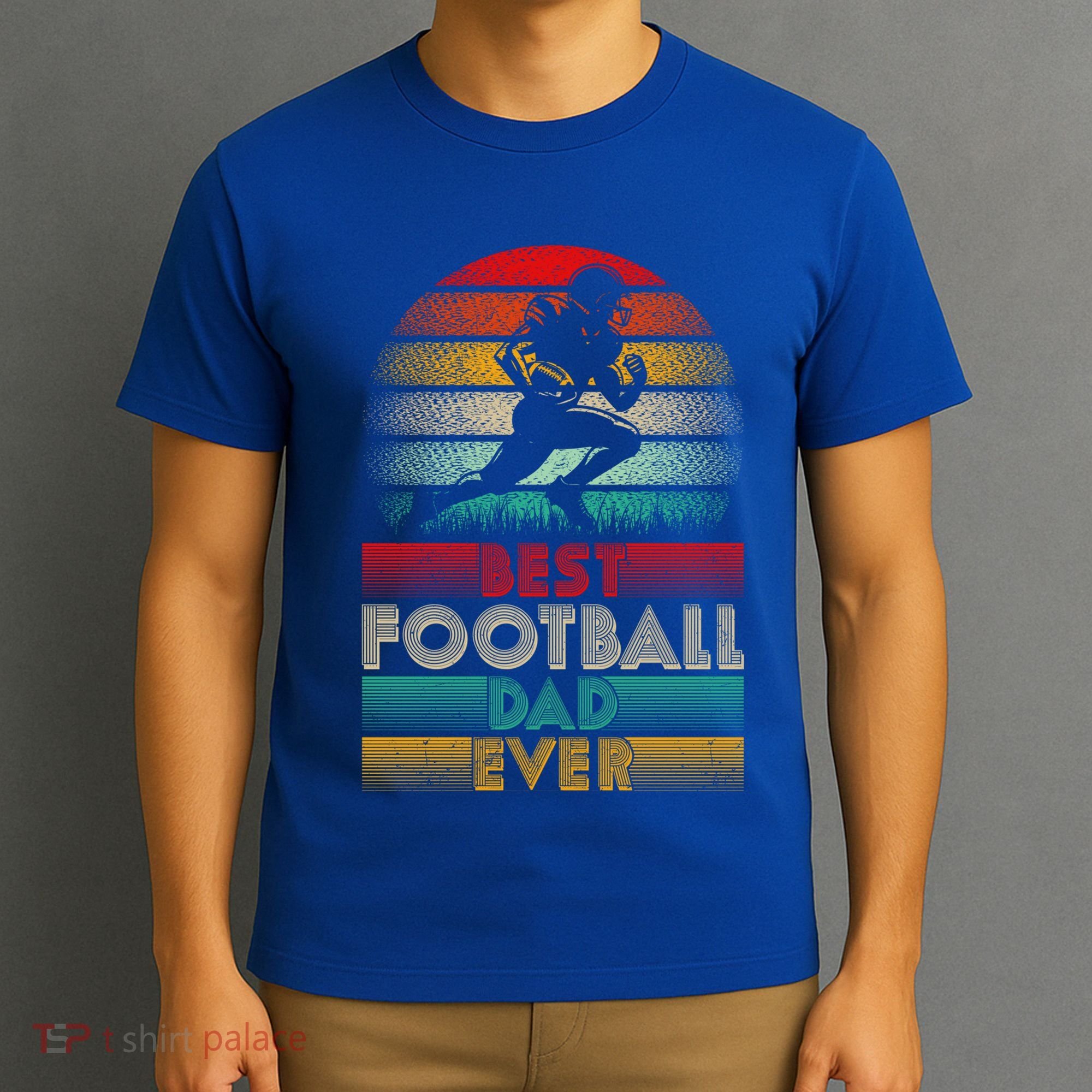 Retro Best Football Dad Ever Football Lover Fathers Day Gift T-Shirt