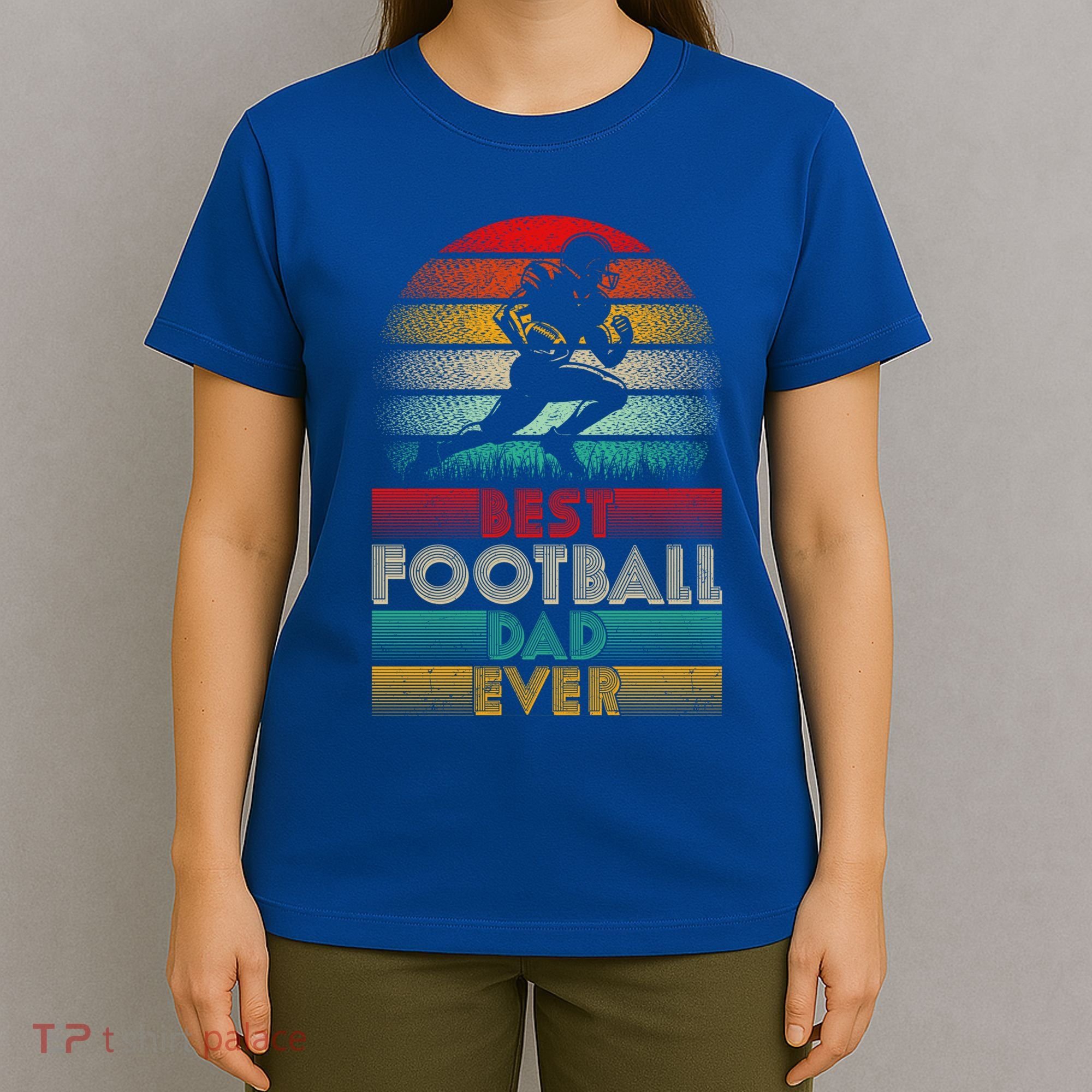 Retro Best Football Dad Ever Football Lover Fathers Day Gift T-Shirt