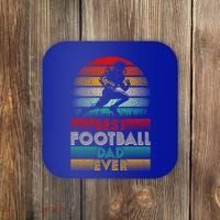 Retro Best Football Dad Ever Football Lover Fathers Day Gift Coaster thumb 0