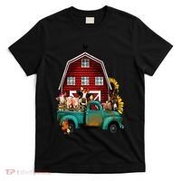 Red Barn Farm Pickup Truck With Farm Animals Farmer Cowgirl T-Shirt thumb 0