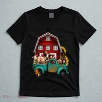 Red Barn Farm Pickup Truck With Farm Animals Farmer Cowgirl T-Shirt thumb 5