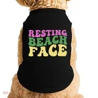Resting Beach Face Funny Summer Vacation Doggie Tank thumb 0