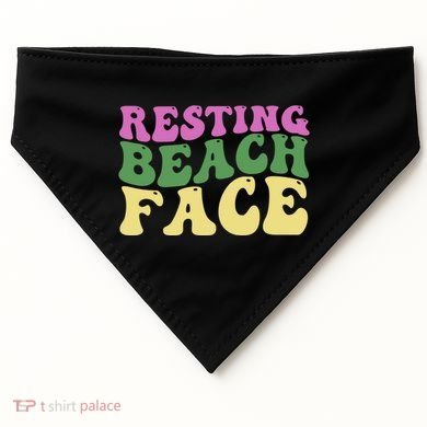 Resting Beach Face Funny Summer Vacation USA-Made Doggie Bandana