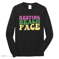 Resting Beach Face Funny Summer Vacation Long Sleeve Shirt thumb 0