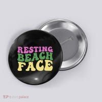 Resting Beach Face Funny Summer Vacation Button thumb 0
