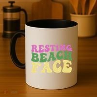 Resting Beach Face Funny Summer Vacation Coffee Mug thumb 4