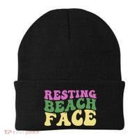 Resting Beach Face Funny Summer Vacation Beanie thumb 0